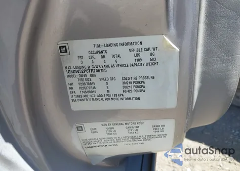 1996 Cadillac Fleetwood Brougham z USA, uszkodzony, nr VIN 1G6DW52P6TR706755